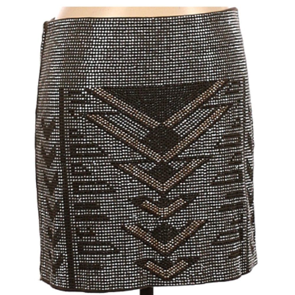 Dina be mini skirt, metallic beads, Olive, Large